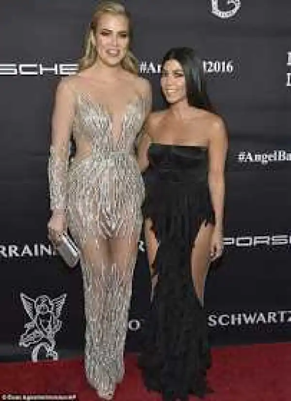Photos: Kourtney & Khloe Kardashian step out in stylish but racy dresses at a fundraising event in New York